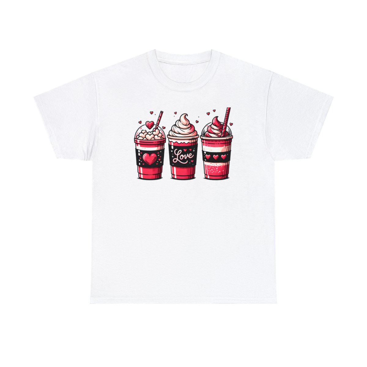 Love Valentine Iced Coffees Unisex Heavy Cotton Tee