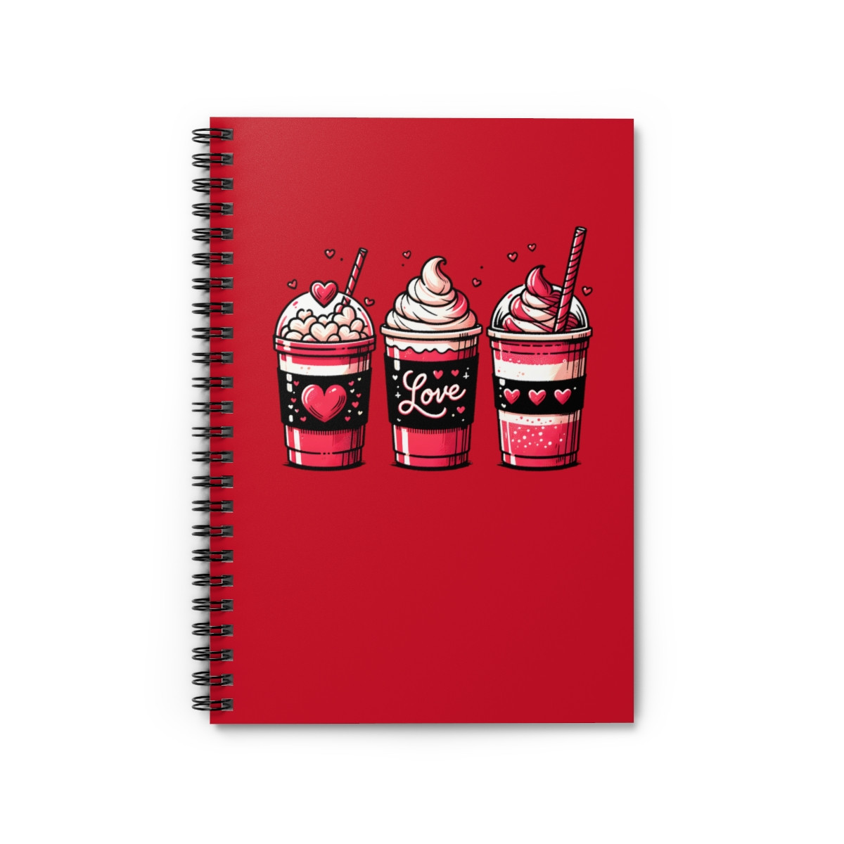 Love Valentine Iced Coffees Spiral Notebook - Ruled Line