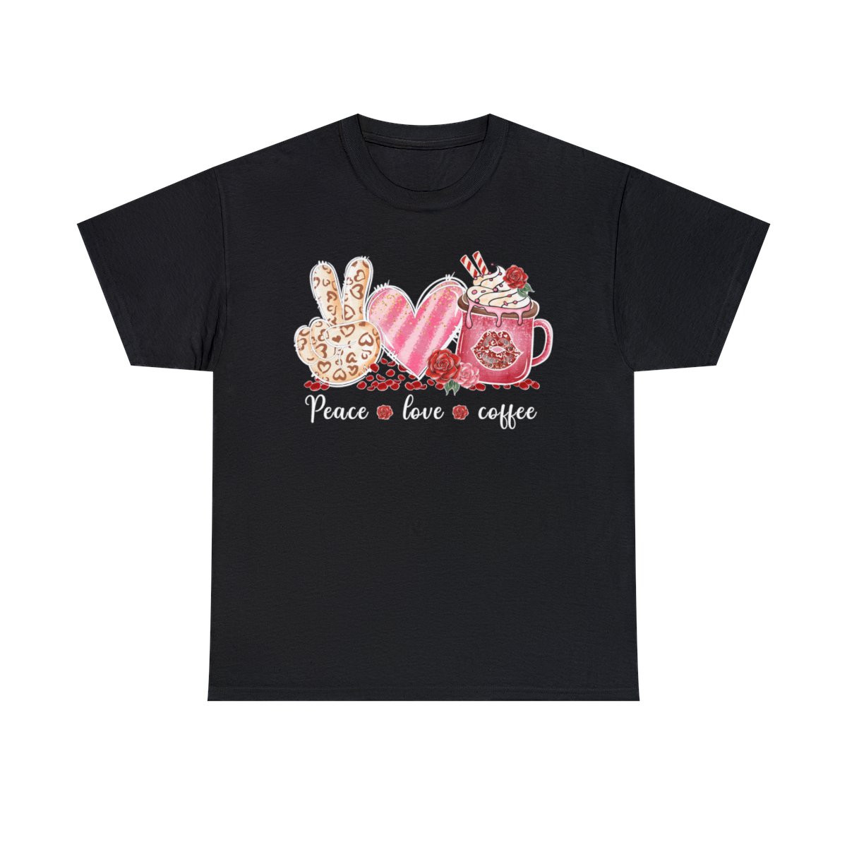 Peace Love Coffee Unisex Heavy Cotton Tee Valentine