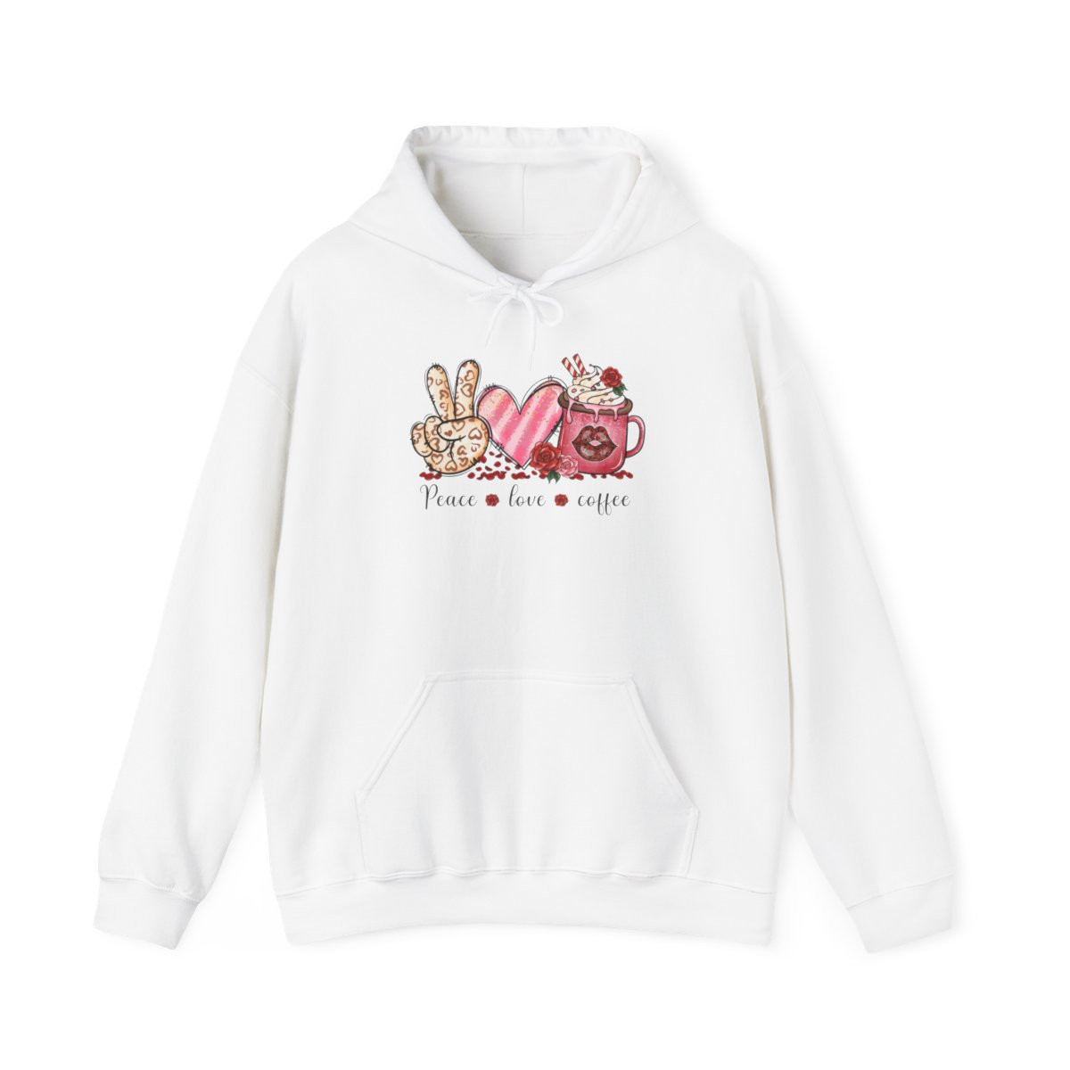 Peace Love Coffee Unisex Heavy Blend™ Hooded Sweatshirt Valentine