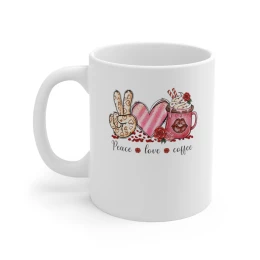Peace Love Coffee 11oz Valentine Ceramic Mug