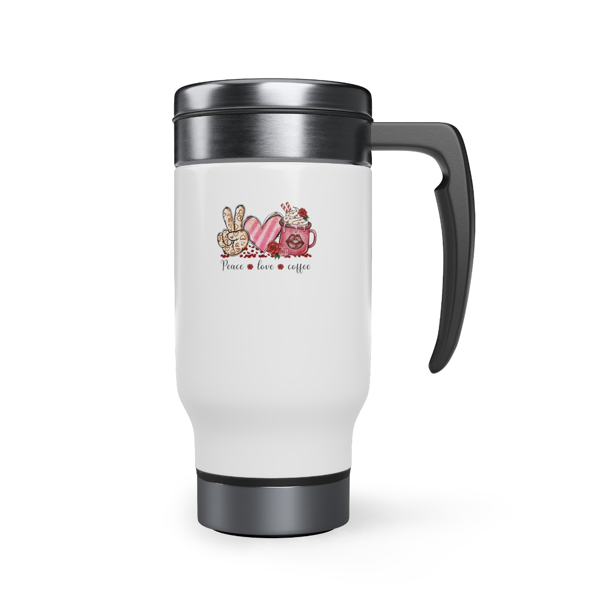 Peace Love Coffee Valentine Edition 14oz Stainless Steel Travel Mug