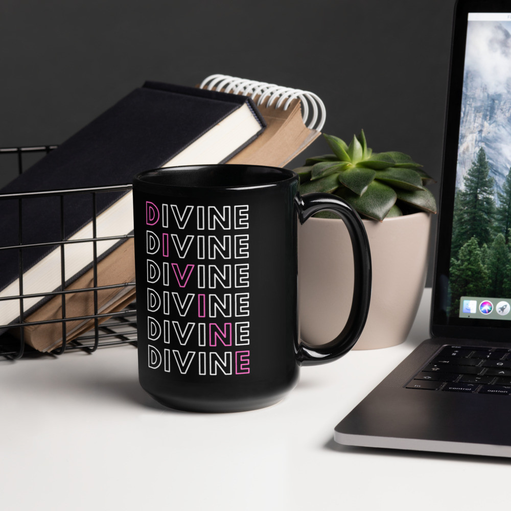 I Am DIVINE Sleek Black Glossy 15oz Mug