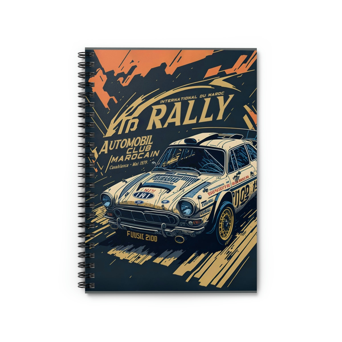 Vintage Rally Car Spiral Notebook - Ruled Line - Perfect for Racing Enthusiasts and Writers Alike!