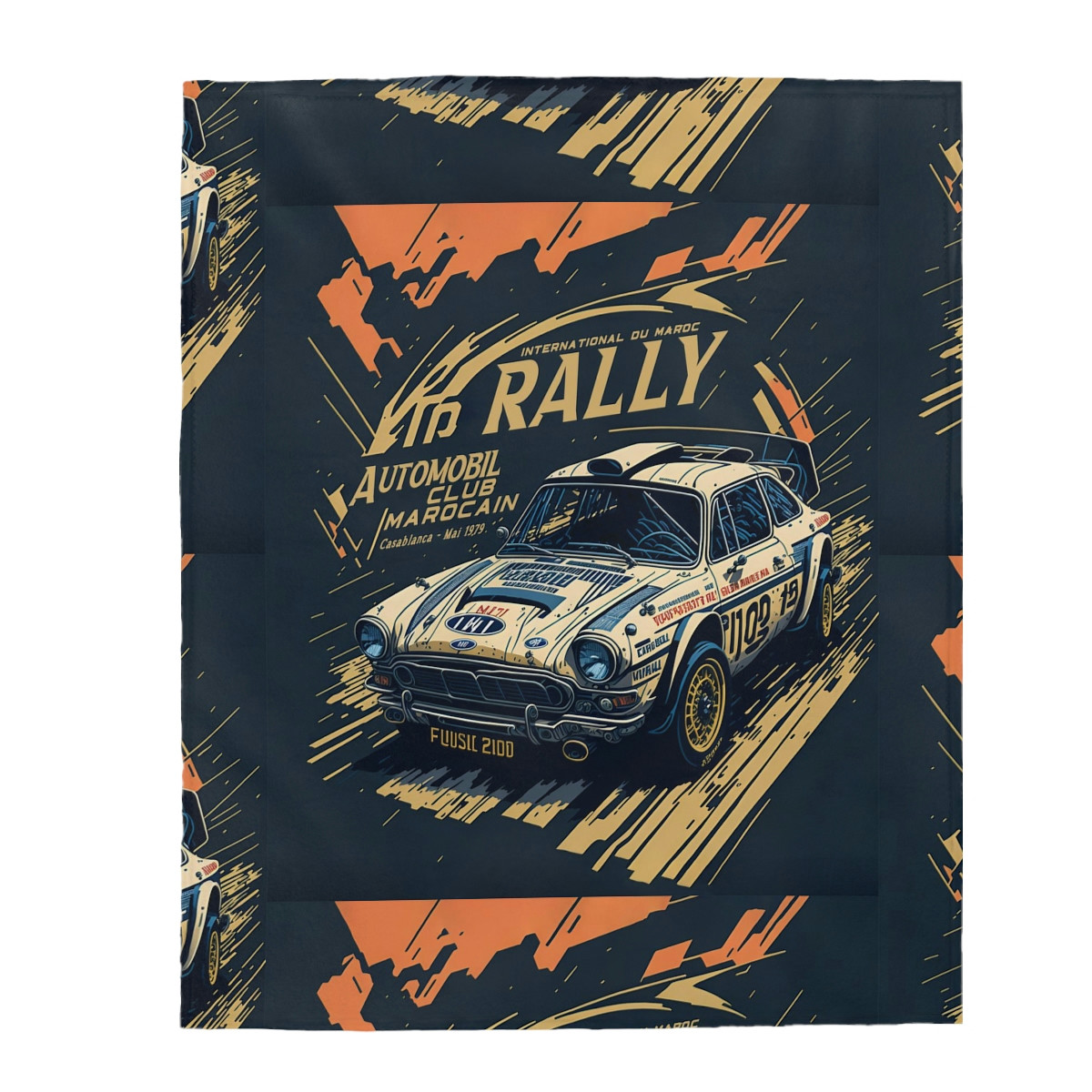 Vintage Rally Car Velveteen Plush Blanket