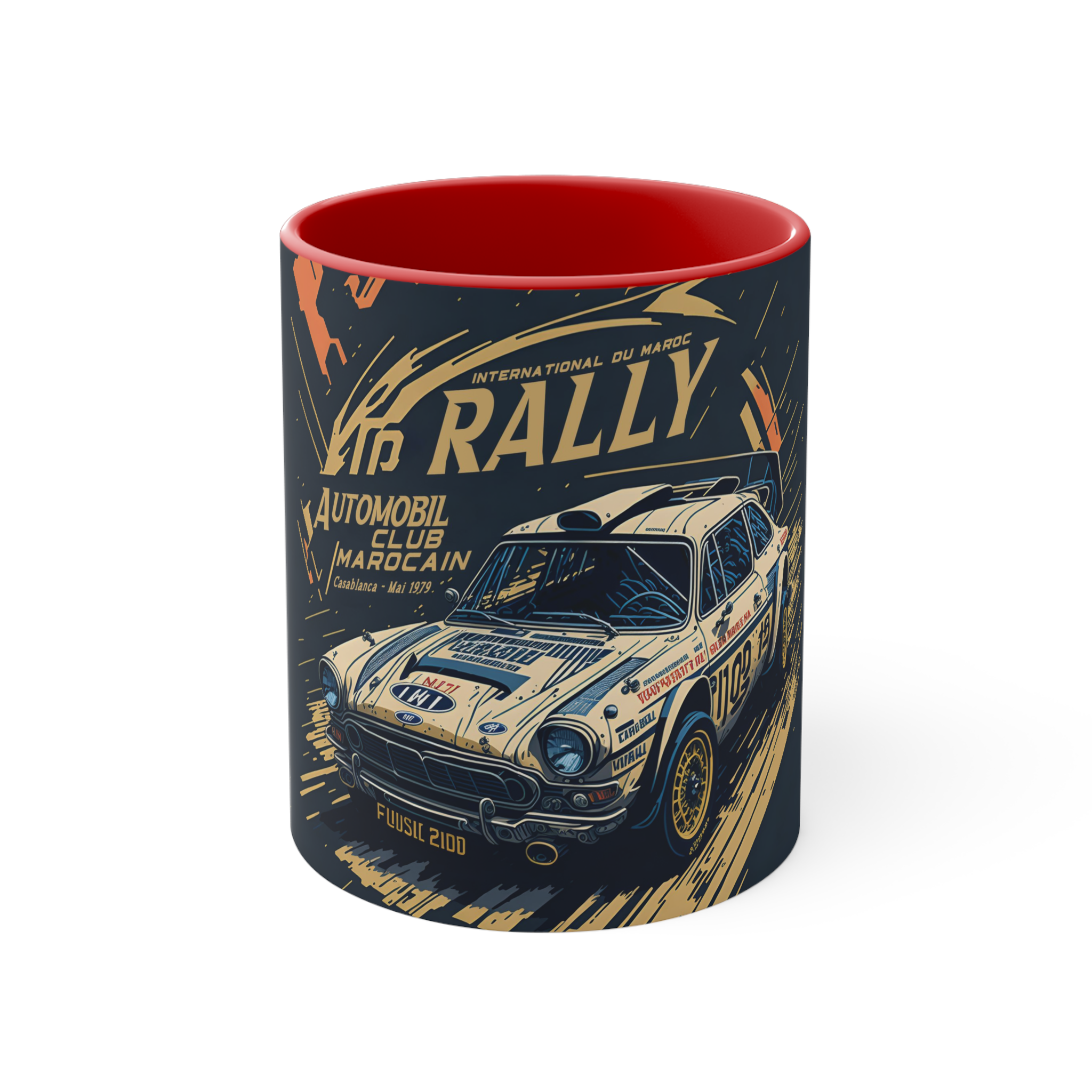 Vintage Rally Car Accent Coffee Mug, 11oz