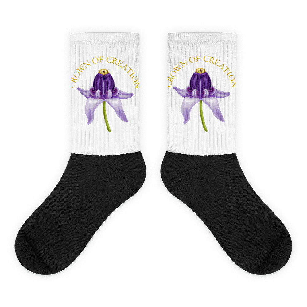 Crown of Creation - Unisex Black Foot Ribbed Socks