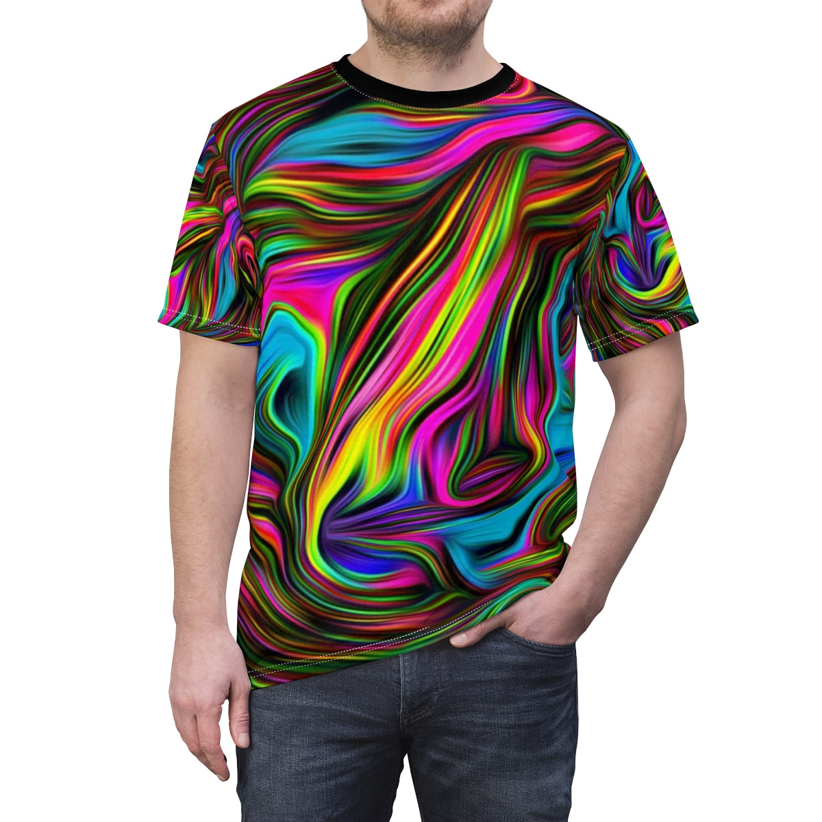 The All American Man T-Shirt Rainbow  Swirl nub 2 Unisex Cut & Sew Tee (AOP)