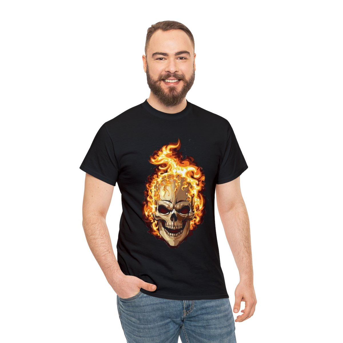 Goth Series Flaming Skull Unisex Short Sleeve Tee