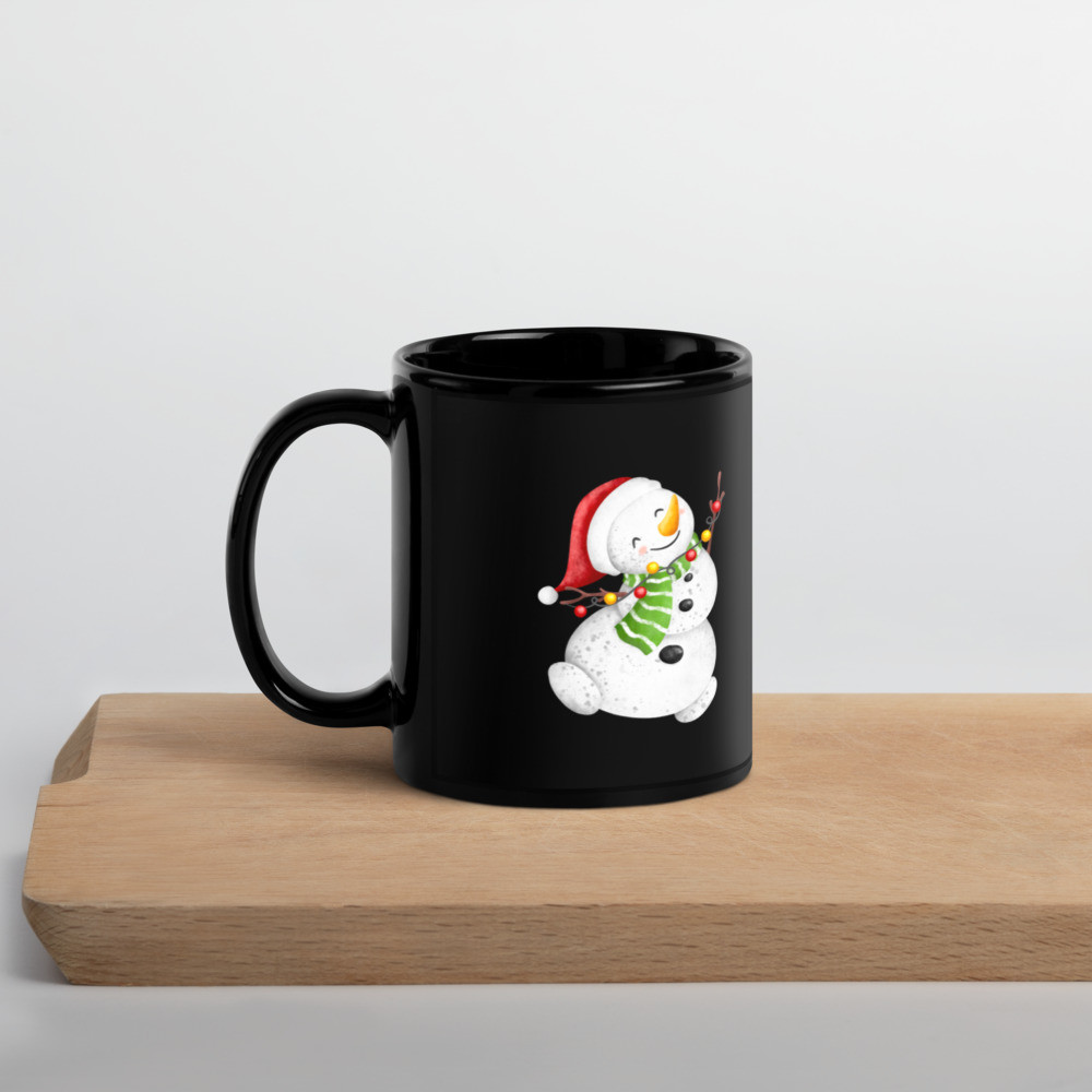 Snowman Black Christmas  Gift Mug