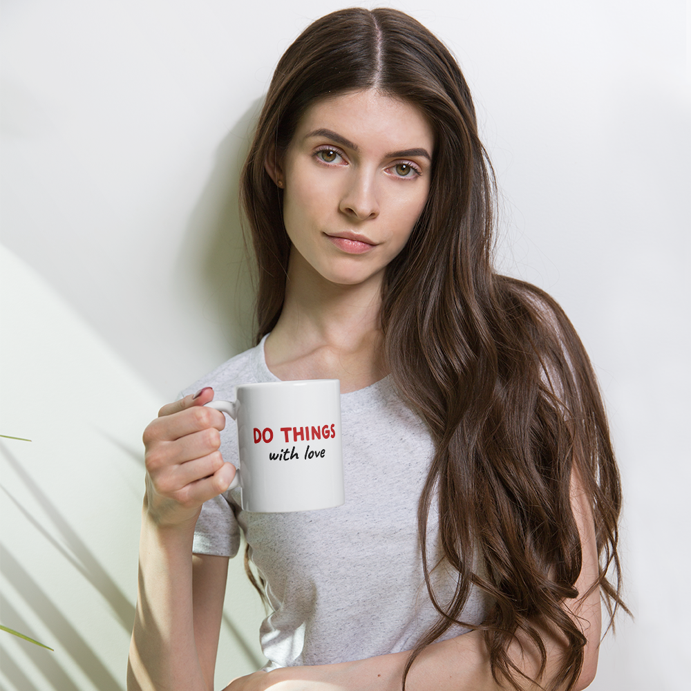 Do Things with Love, White Glossy Mug