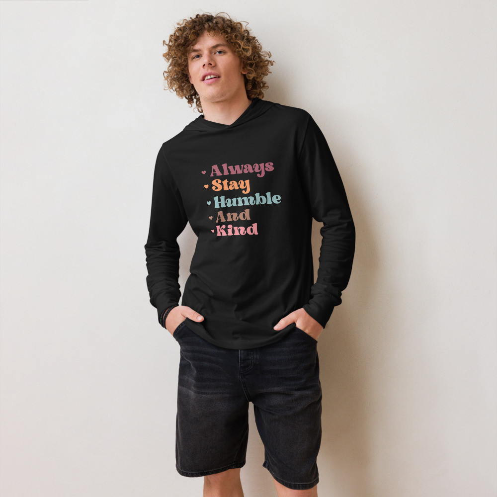 Stay Humble and Kind Black Hooded long-sleeve tee