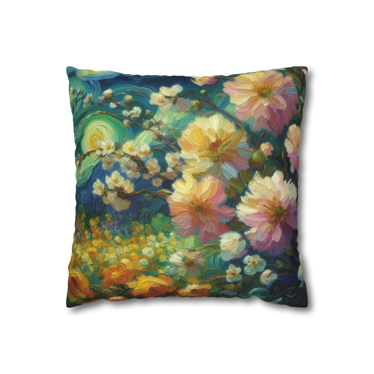 Square Pillowcase Flower Livingroom Bedroom Decoration Pillowcase Square Spring Flower Spun Polyester Square Pillowcase