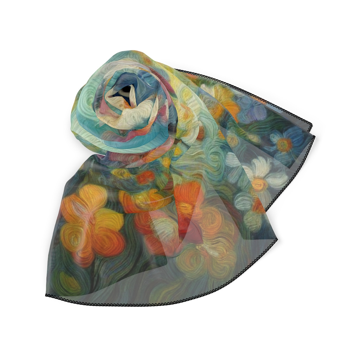 Scarf for Mother's Day Gift Scarf for Mom and Grandma Flower Scarf Gift for Mama Poly Scarf