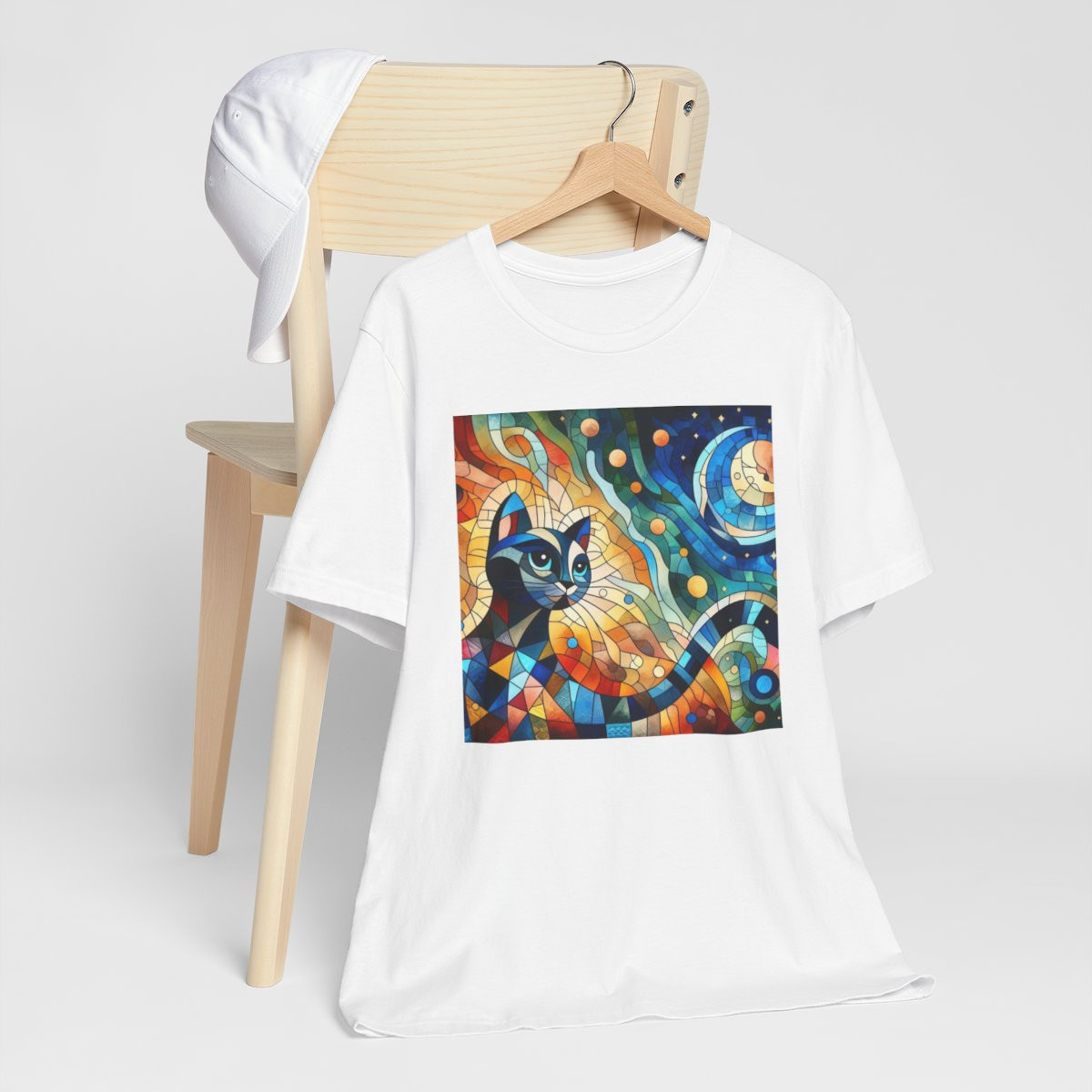 White T-Shirt Cat Lovers Graphic Gift Shirt Cat Mom Short Sleeve Tee with Cat Picture Tshirt Unisex Jersey Short Sleeve Tee