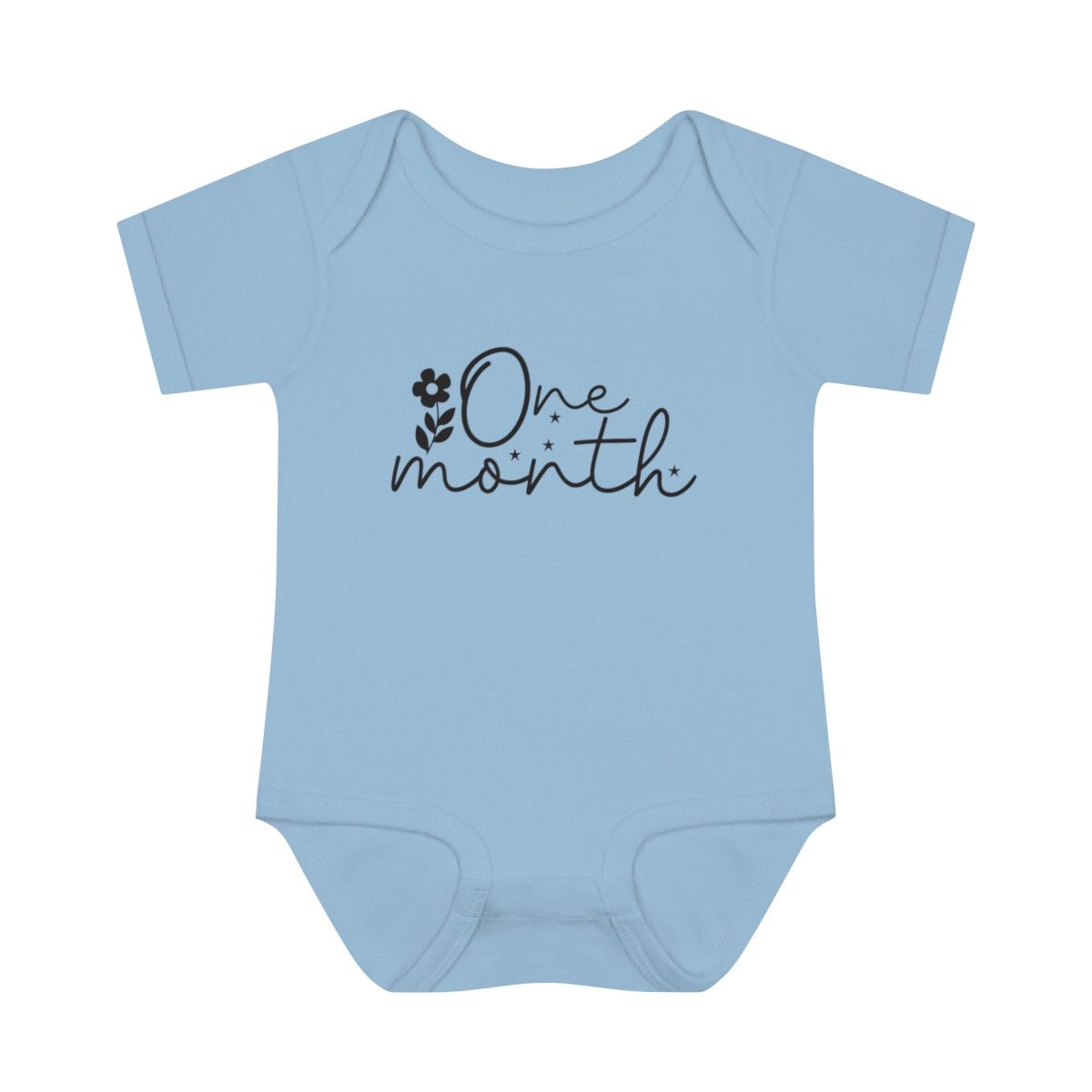 Soft 100% Cotton One Month Baby Milestone Bodysuit | Infant Baby Rib One-Piece | Unisex Fit | Tear-Away Label | Lightweight Fabric