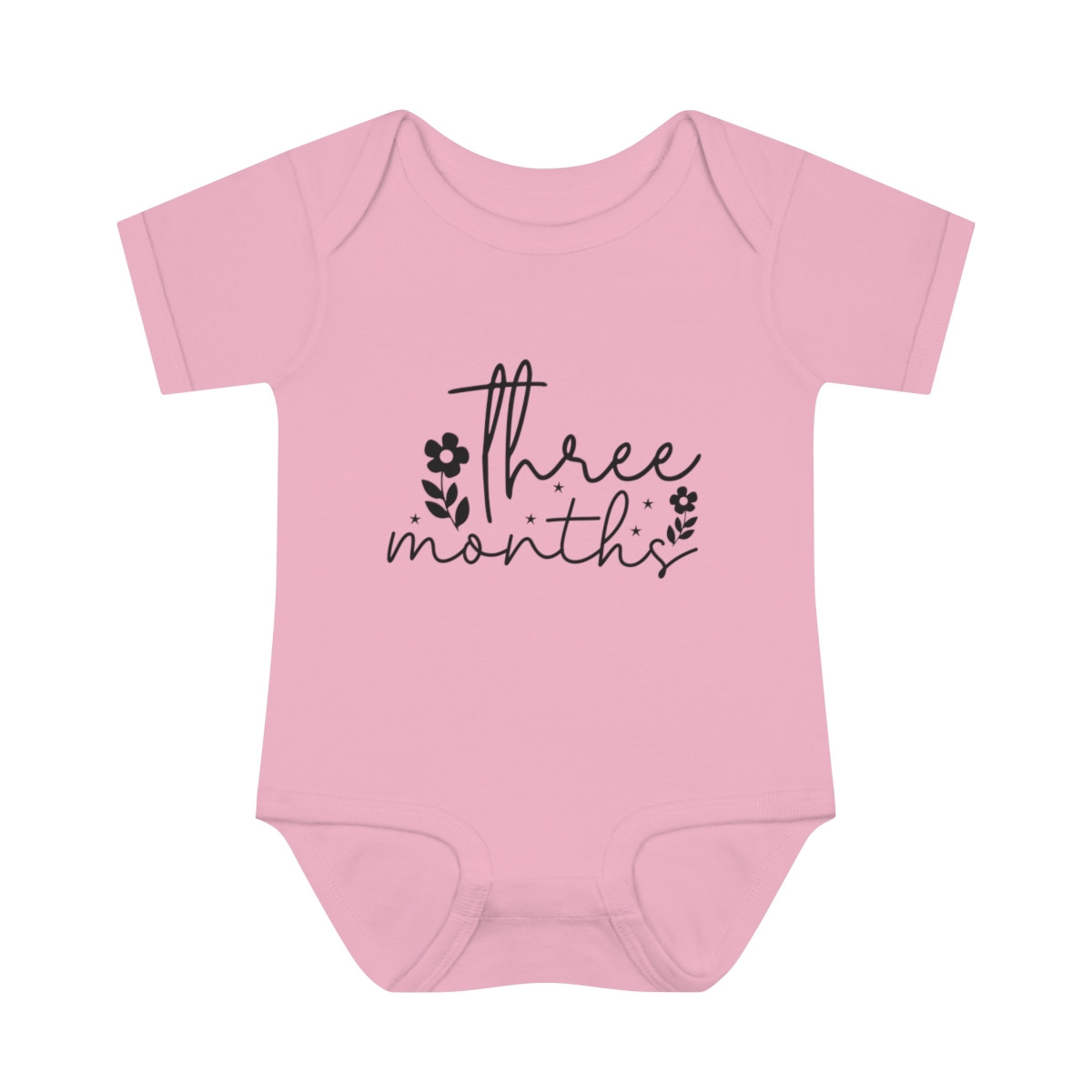 Soft 100% Cotton Three Months Baby Milestone Bodysuit | Infant Baby Rib One-Piece | Unisex Fit | Tear-Away Label | Lightweight Fabric