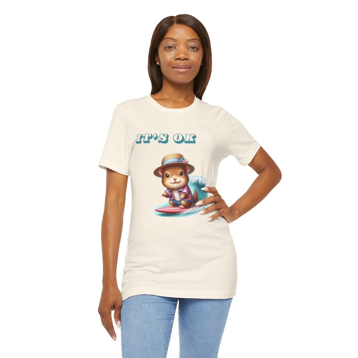 Cute Graffic Unisex Jersey Tee - Soft Cotton Short Sleeve Shirt Surfing Squirrel Unisex T-Shirt