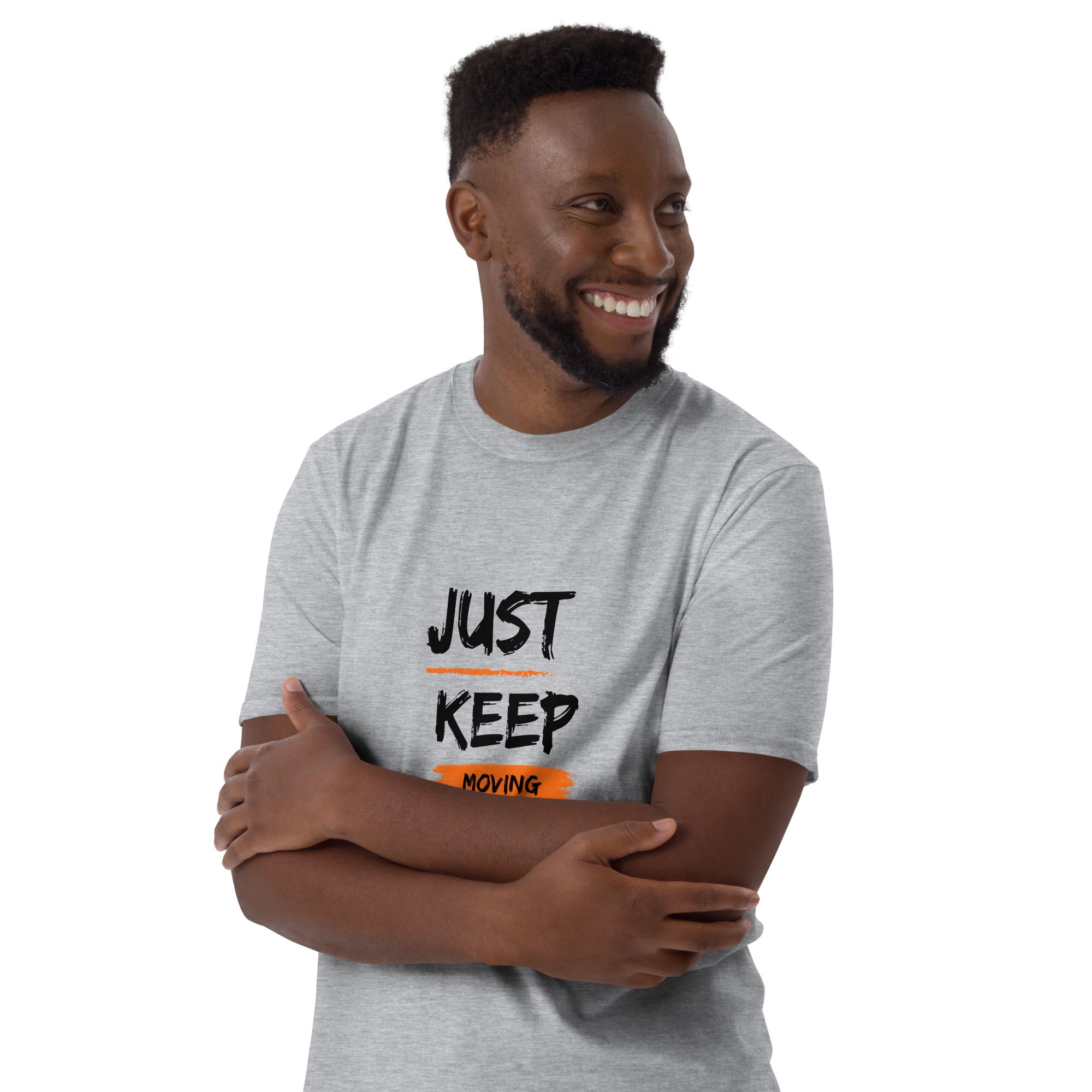 Just Keep Moving Forward, White and Grey Short-Sleeve Unisex T-Shirt