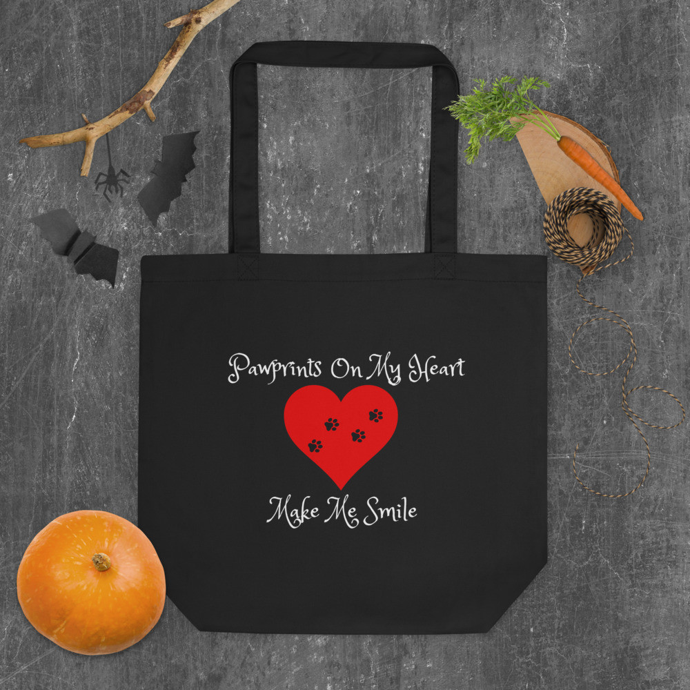 Pawprints On My Heart Eco Tote Black