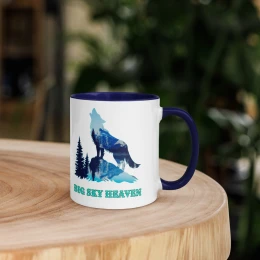 Big Sky Heaven Wolf Mug with Color Inside