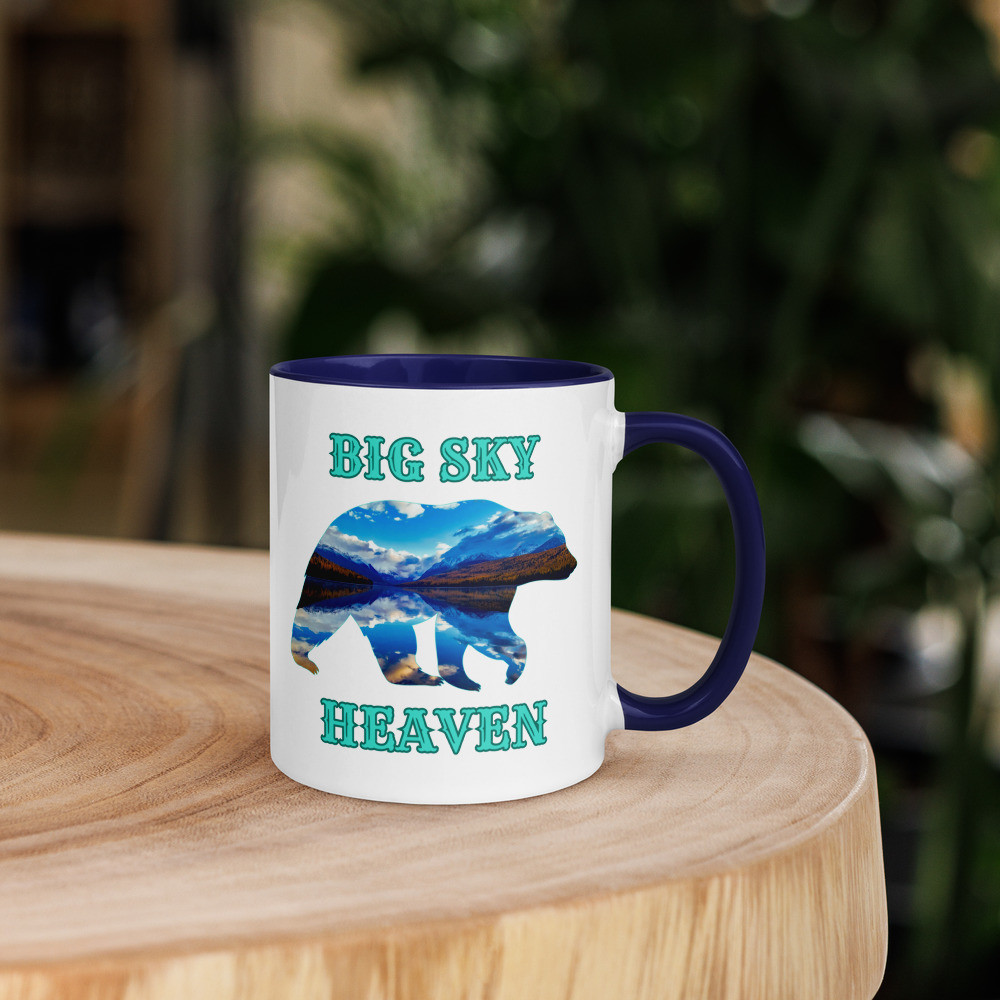 Big Sky Heaven Walking Bear Mug with Color Inside