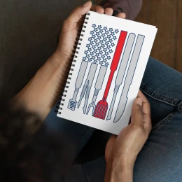 BBQ USA Flag Blue Spiral notebook