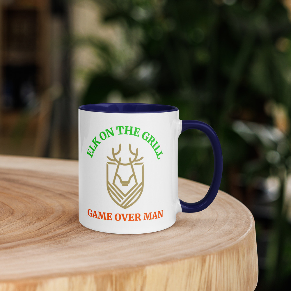 Elk On The Grill Mug with Color Inside