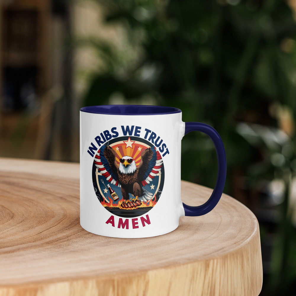 In Ribs We Trust Amen  Mug with Color Inside