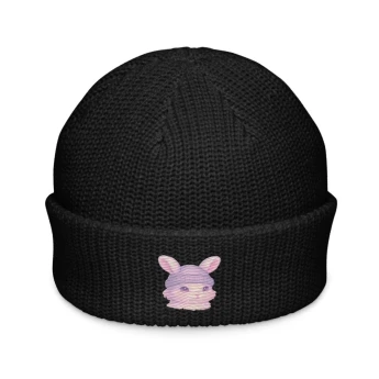 Dreamy Pink Bunny - Beanie - Black - Custom Embroidery