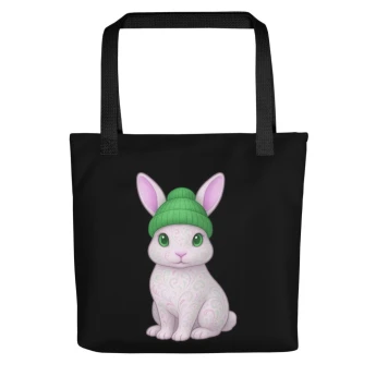 Rabbit Green Beanie - Tote Bag - Black