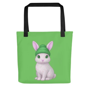 Rabbit Green Beanie - Tote Bag - Green