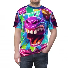 Trippy Crazy Teeth Unisex AOP Cut & Sew Tee