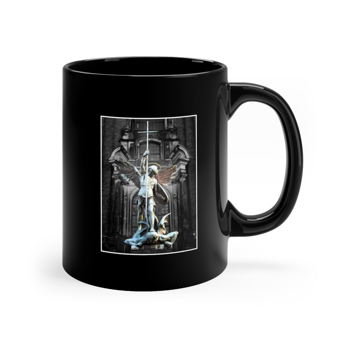 The Angel Michael defeating Lucifer St. Michael's Church 11oz Black Mug