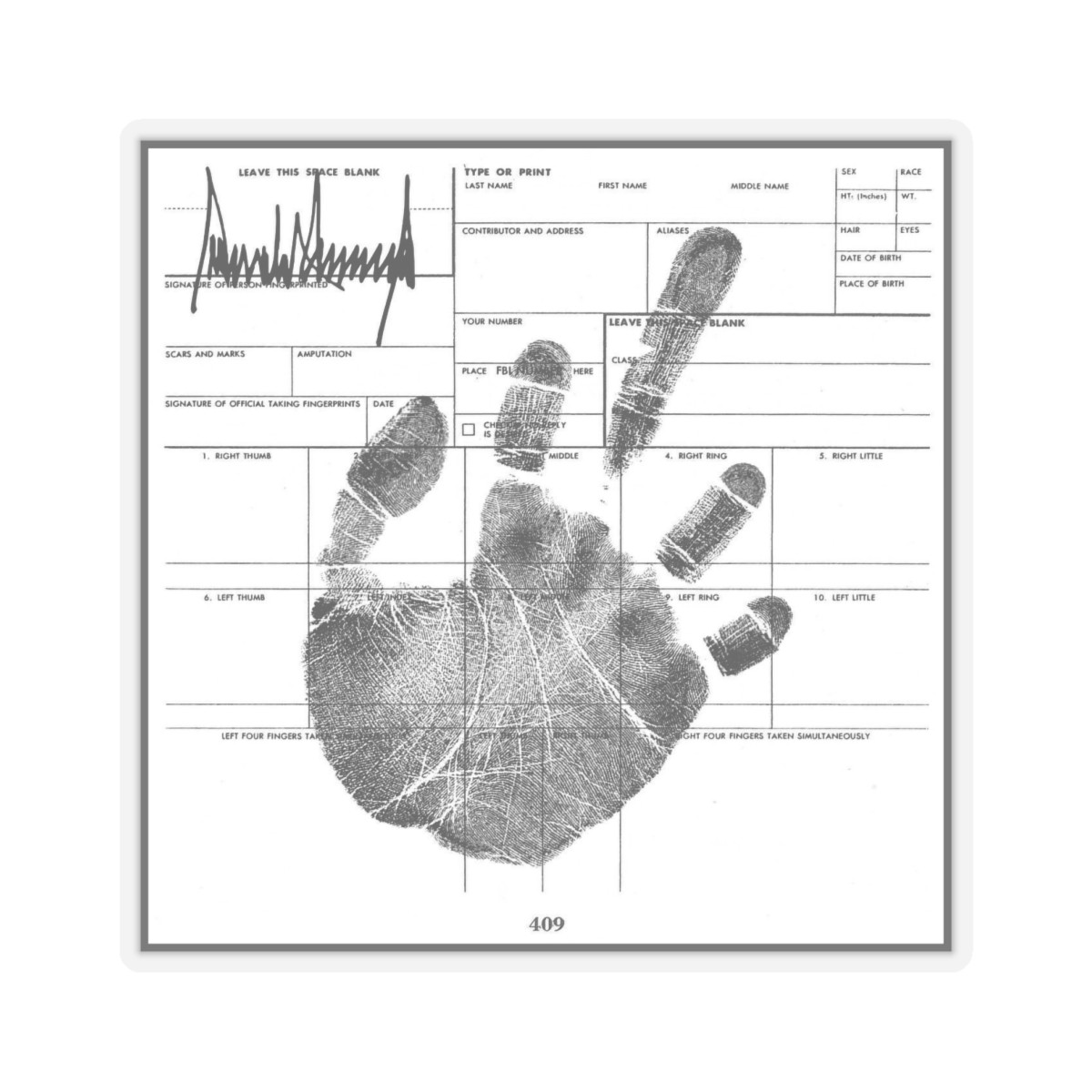 Donald Trump Arrest Fingerprints Kiss-Cut Stickers