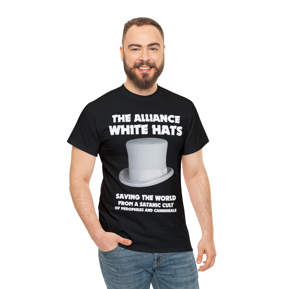Trump Alliance White Hats saving the world Top Hat Men's Short Sleeve Tee