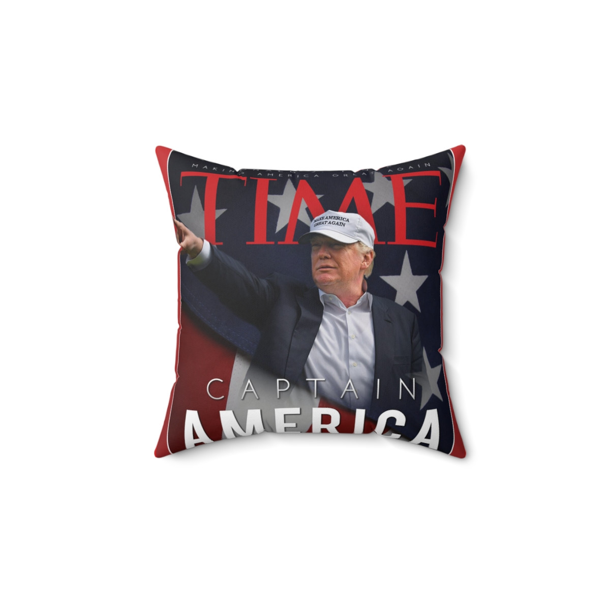 TIME cover  Donald J TRUMP 2024 Re Elect Spun Polyester Square Pillow