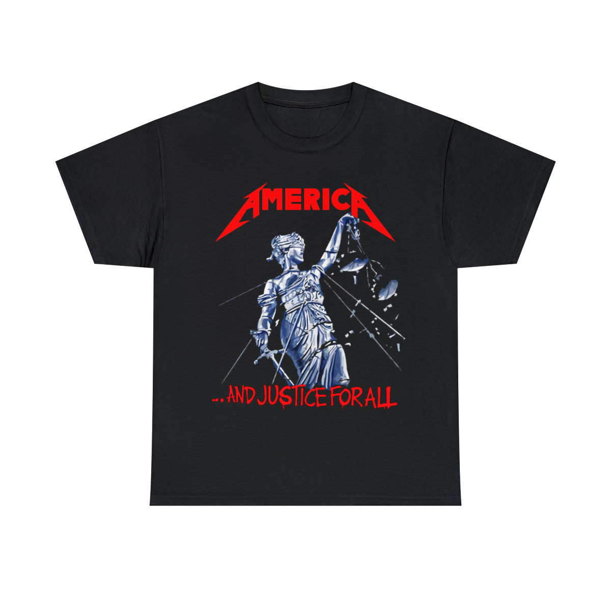 America and justice for all Metallica parody red short Sleeve Tee