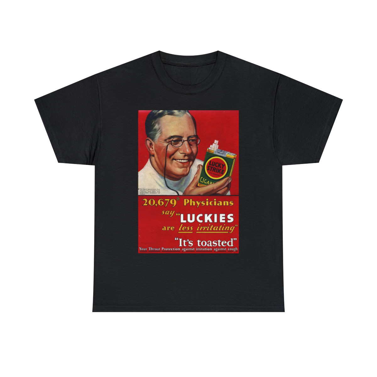Physicians say Luckies are less irritating Cigarette ad  Short Sleeve Tee