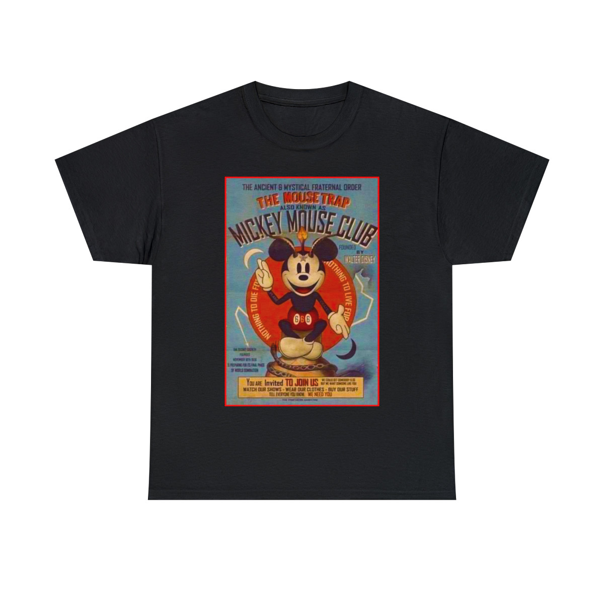 Mickey Satan Baphomet mouse club Short Sleeve Tee