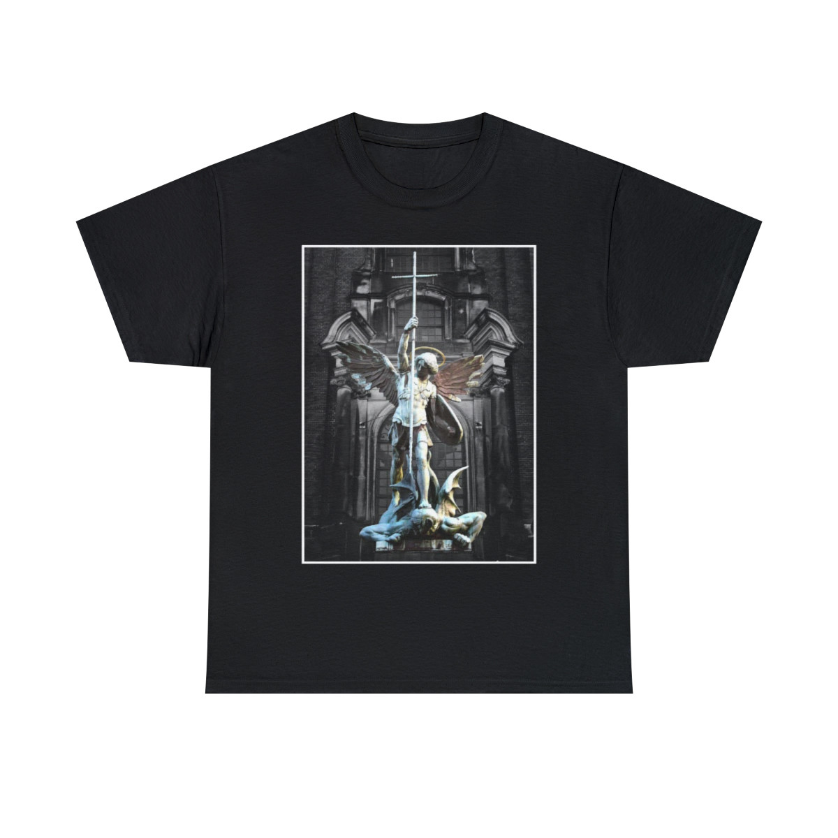 Angel Michael defeating Lucifer St. Michael's Church Unisex Heavy Cotton Tee