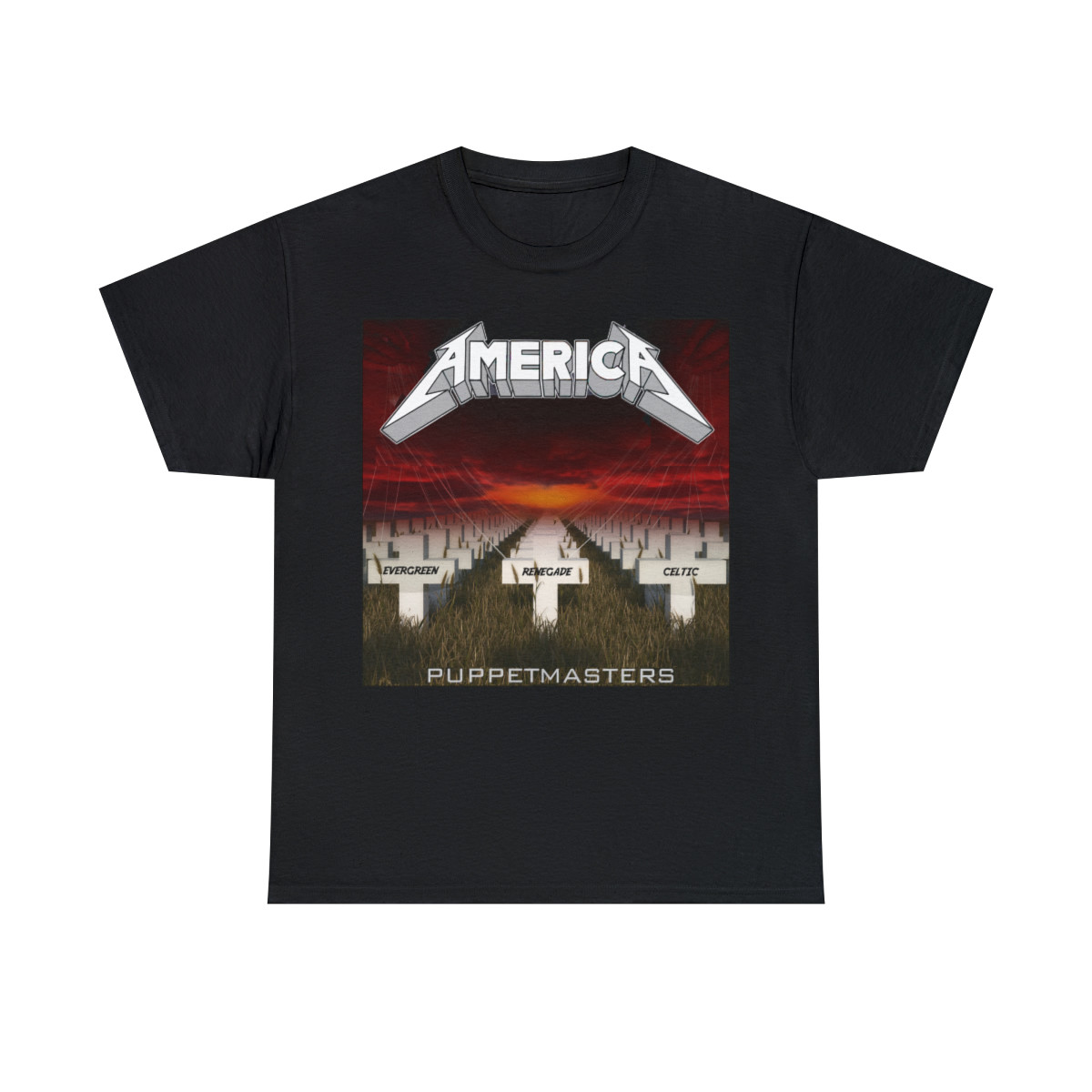 America Puppetmasters Metallica parody red short Sleeve Tee