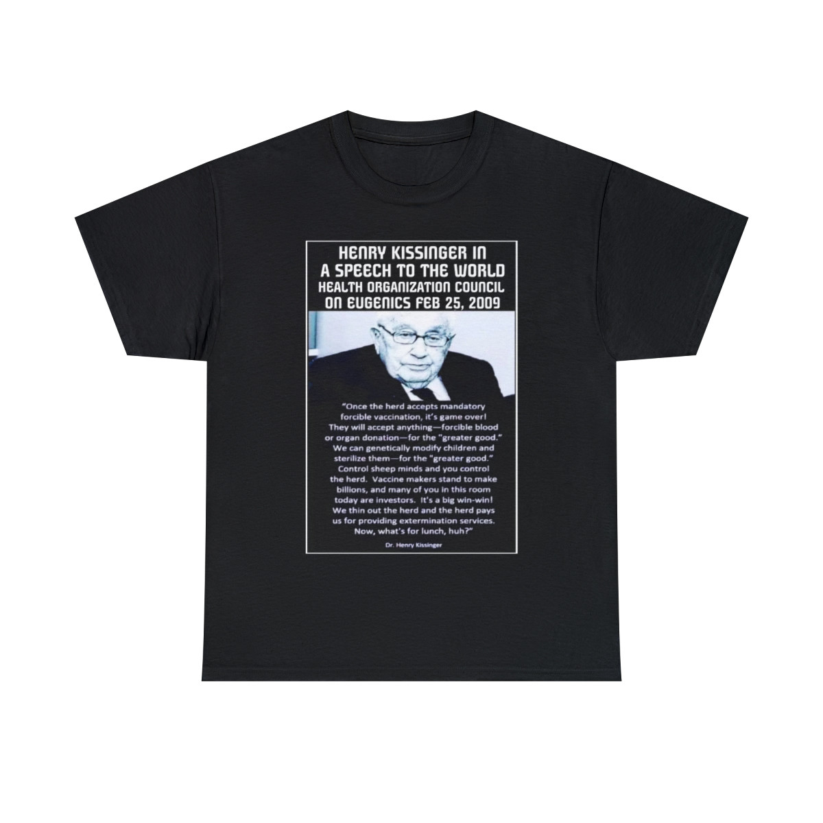 Henry Kissinger eugenics depopulation with vaccines short Sleeve Tee