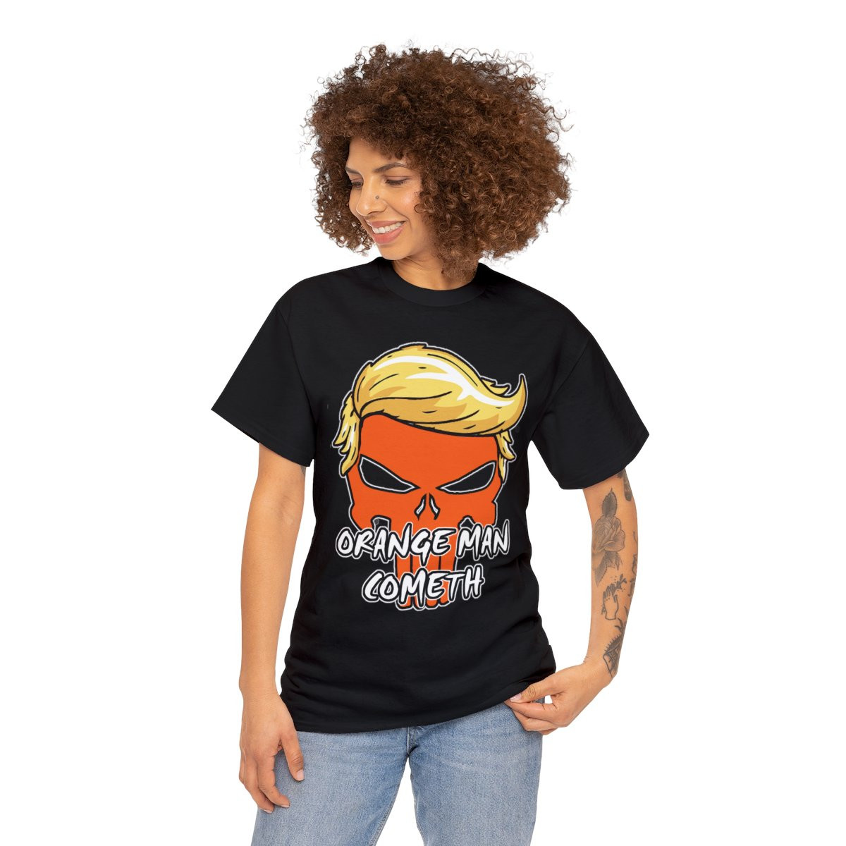 Donlald J Trump 2024 Orange Man Cometh Skull Unisex Short Sleeve Tee