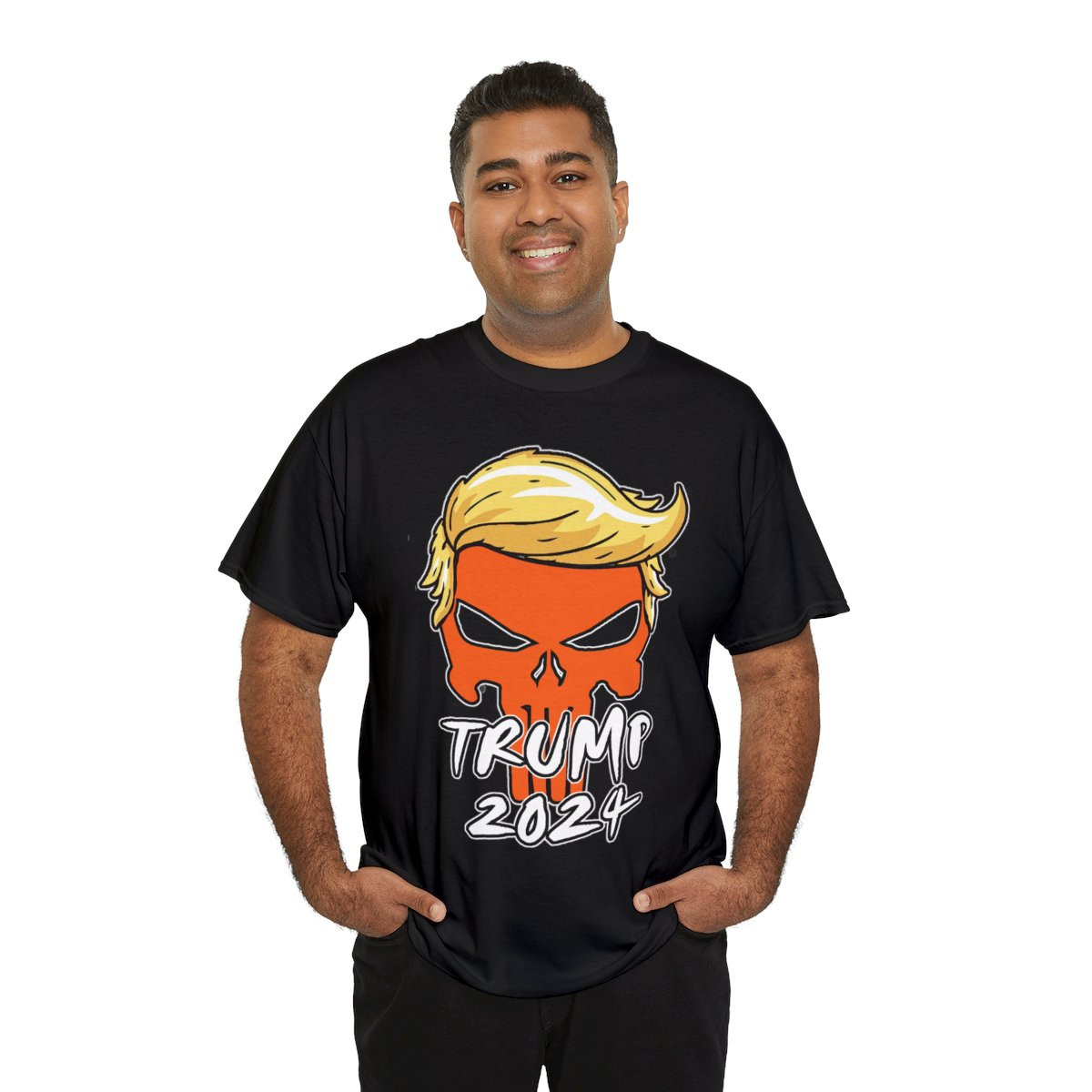 Donlald J Trump 2024 Orange Man Punisher Skull Unisex Short Sleeve Tee