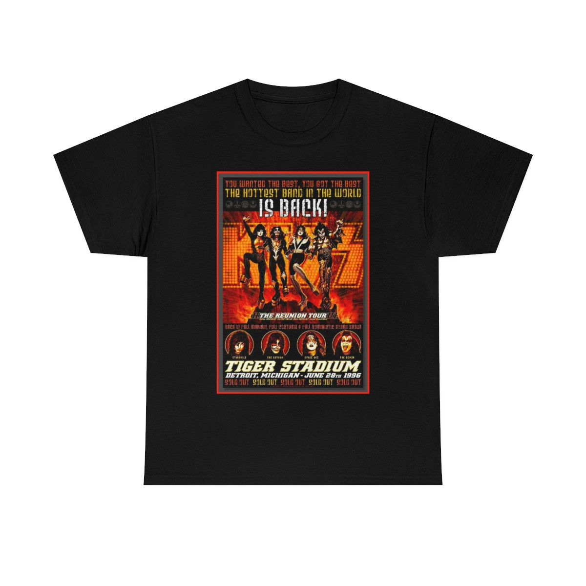 KISS 1996 Tiger Stadium Reunion Show Poster Short Sleeve Tee