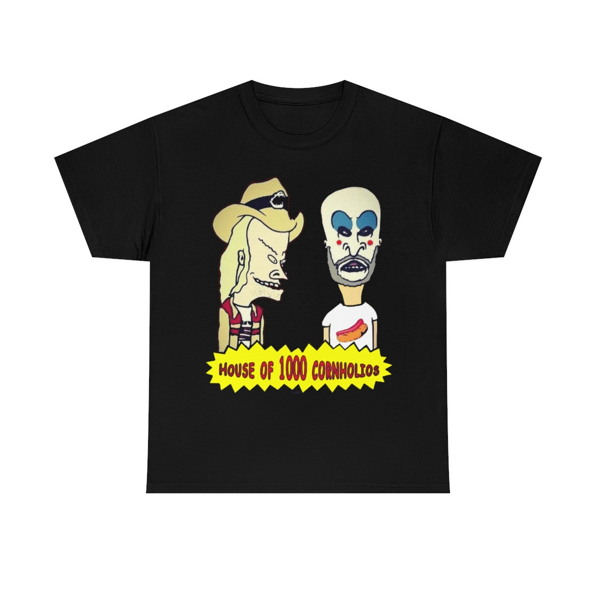 House of 1000 Cornholios staring Bevis and Butthead Short Sleeve Tee