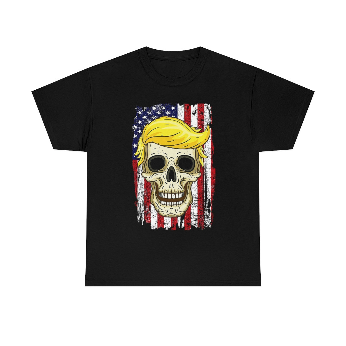 Trump punisher skull w/ old glory Men's Short Sleeve Tee