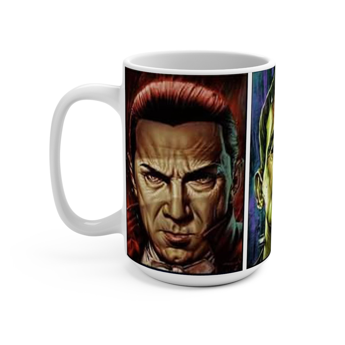 Dracula Frankenstein Wolfman white Mug 15oz