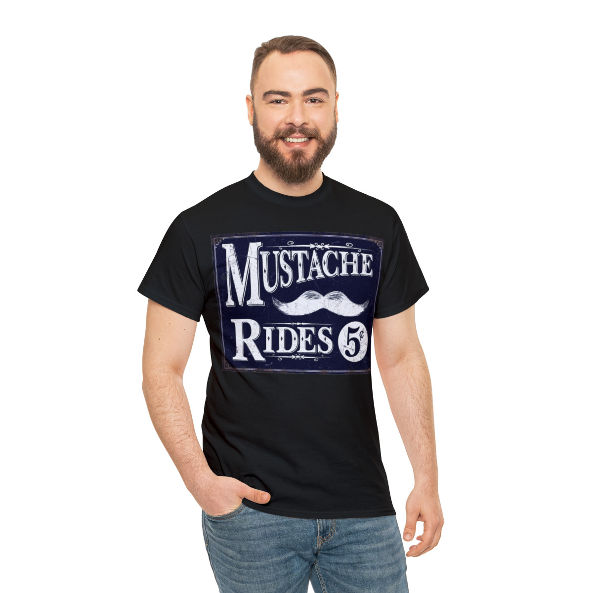 Mustache Rides 5 cents Short Sleeve Tee